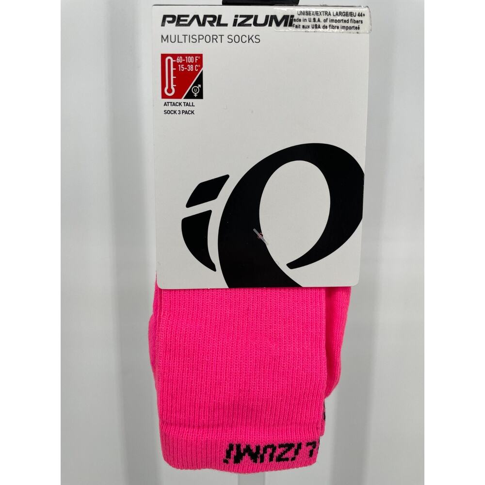 Pearl Izumi Attack Tall Sock 3 Pack Size XL Screaming Pink Quick Dry USA Made
